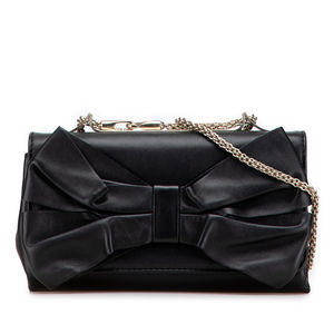 Pre-Loved Valentino Leather Bow Flap Clutch On Chain